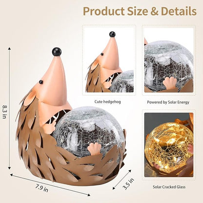 MUMTOP Solar Lantern - Solar Lights Outdoor Waterproof, Hedgehog Lanterns Yard Decorations, Decorative Lantern Tabletop Ornaments for Garden Decor