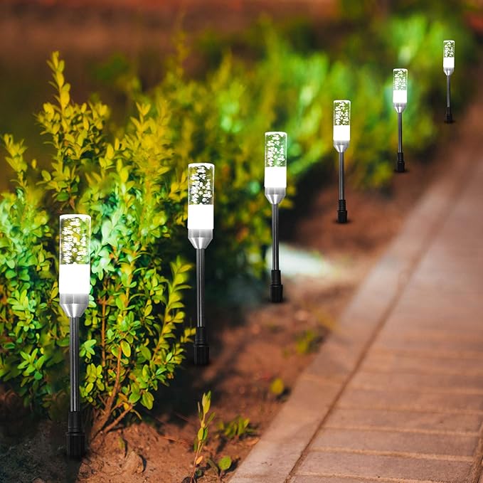 3-Pack Cool White Solar Path Lights, Outdoor Yard LED