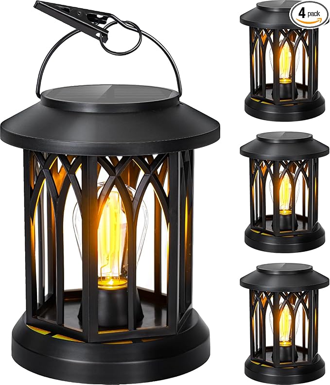 4-Pack Garden Solar Patio Lanterns, Decorative Waterproof LED