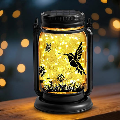 ANGMLN Hummingbird Solar Lanterns Outdoor Waterproof -Gifts for Women Mom Grandma Birthday, Mothers Day, Mason Jar Hanging Lights for Patio, Yard, Porch, Balcony, Garden Decor