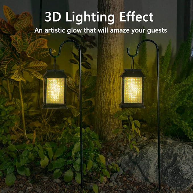 Courtyard Solar Hanging Lanterns 2-Pack, Charming Backyard Decor