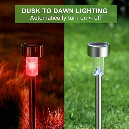 Dream Master Solar Lights Outdoor Waterproof, Stainless Steel LED Landscape Lighting, Solar Garden Lights, Outdoor Christmas Decorations for Yard, Pathway, Walkway, Patio, Lawn - 16Pack(Multicolor)