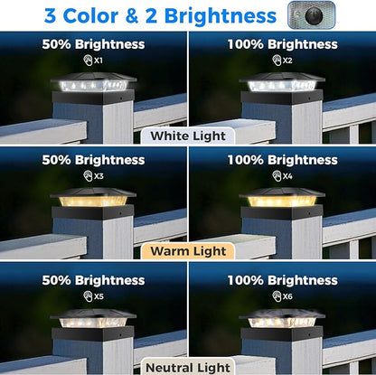 Peasur 4x4 Solar Post Cap Lights Outdoor with 3 Modes, 16 Packs Fence Light Solar Powered Waterproof for Wood/Vinyl Posts for Deck Yard Garden Patio Outside