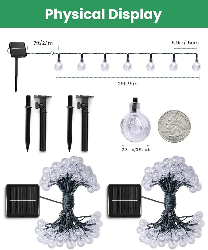Outdoor String Lights, 72ft Green Waterproof LED