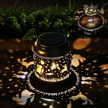 Rabbit Solar Outdoor Waterproof Lantern Garden Decor Birthday Gifts for Women Mon Grandma Metal Hanging Solar Lights Outside LED Bunny Lanterns for Yard Patio Lawn Pathway Landscape (Rabbit)