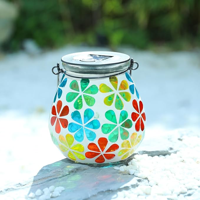 Mosaic Solar Backyard Lanterns, Metal Waterproof LED