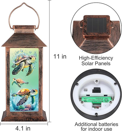 Outdoor Hanging Solar Lantern Waterproof Outside Turtle Pattern Landscape Lights for Porch Garden Yard Patio Pathway Decor Birthday Gifts for Women Mom Grandma