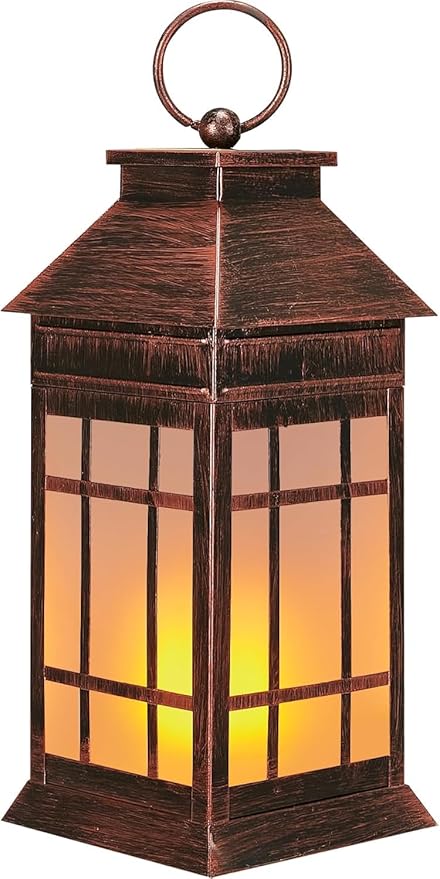 18" Glass Solar Lanterns Outdoor Waterproof, Large Solar Flickering Flame Lantern, Outdoor Lantern Decorative Metal Garden Light for Patio Garden Backyard Outside Tabletop Decor Birthday Gift Grandma