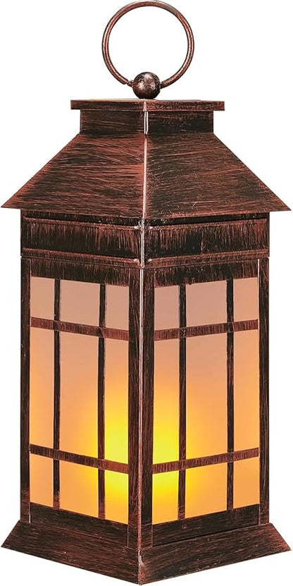 18" Glass Solar Lanterns Outdoor Waterproof, Large Solar Flickering Flame Lantern, Outdoor Lantern Decorative Metal Garden Light for Patio Garden Backyard Outside Tabletop Decor Birthday Gift Grandma