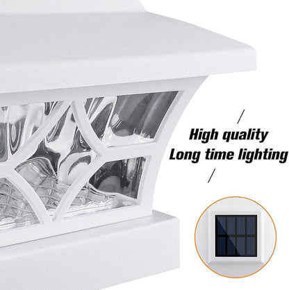 VOLISUN Solar Post Cap Lights Outdoor, Solar Powered Fence Cap Lights for 4x4 Vinyl/Wood, White Waterproof Solar Deck Post Light 4Pack Cool/Warm for Garden Patio Porch