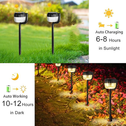 Outdoor Solar Pathway Lights, IP64 Waterproof Solar Powered Landscape Spot Light, 2 Pack Solar Decoration Garden Lights for Yard,Porch,Walkway,Driveway