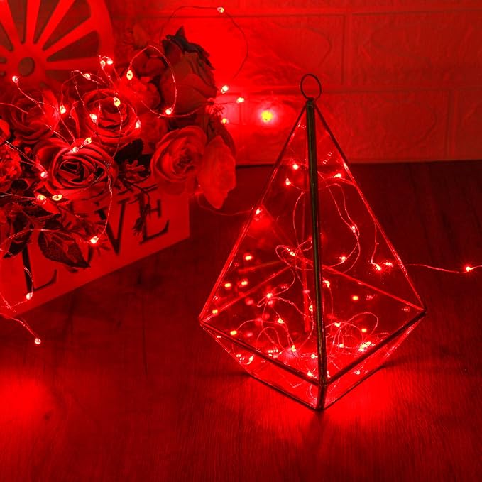 10ft Red String Lights for Backyard, Waterproof LED