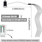 2-Pack Christmas String Lights, 250 LED Waterproof Twinkle Lights