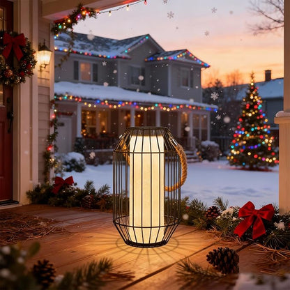 Large Solar Lanterns Outdoor Rechargeable Hanging/Standing Lantern Waterproof Metal Solar Table Lamp with Warm Lights Retro Handle for Patio,Yard,Garden,Proch,Trees, Wedding Decoration