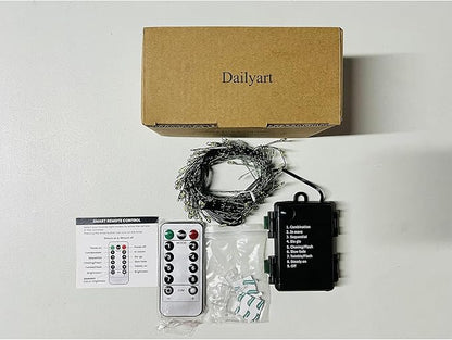 Dailyart 6feet 120 LED Starry Lights, Battery Operated Waterproof Dark Green Copper Wire Fairy Light String Light for Garland, Wreath, Patio, Garden, Wedding, Party, Xmas