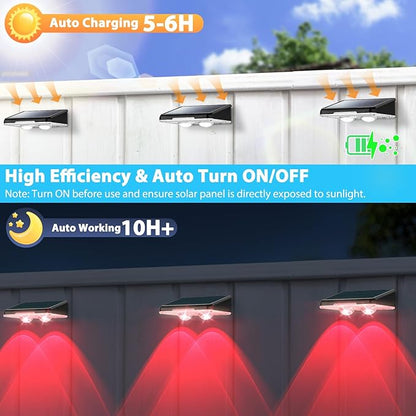 Solar Fence Lights 12-Pack, Waterproof Solar Powered Outdoor Deck Light with Warm White & 6 RGB Colors & 2 Lighting Modes, LED Solar Step Stairs Light for Deck, Fence, Outside, Patio, Garden, Backyard