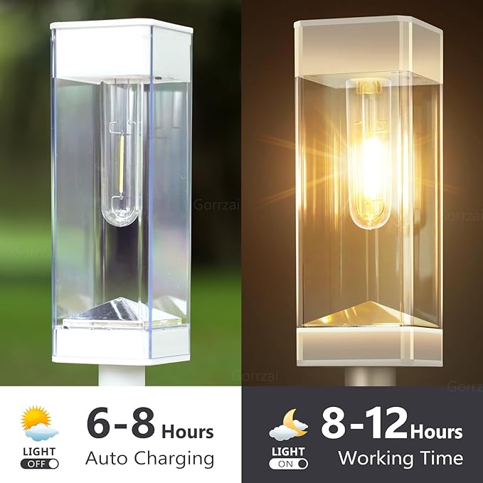 White Solar Pathway Lights 8-Pack, Driveway LED