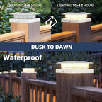 12-Pack Solar Post Cap Lights, Warm White Waterproof