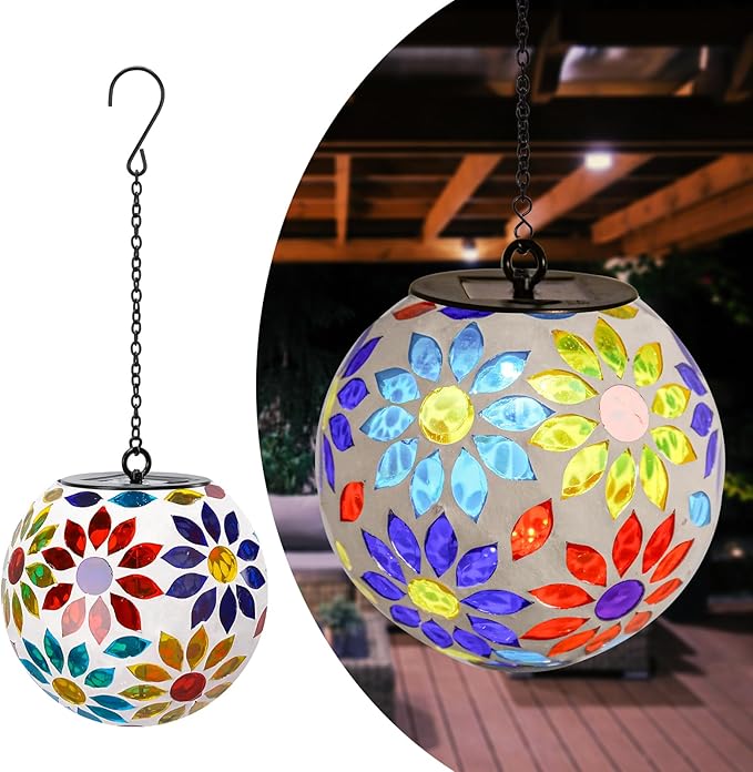 Flower Solar Lanterns, Waterproof LED Patio Lights
