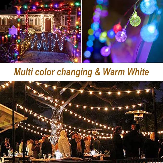 Outdoor String Lights, 40ft Warm White Waterproof LED