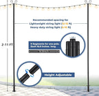 10ft Outdoor String Light Poles, Metal