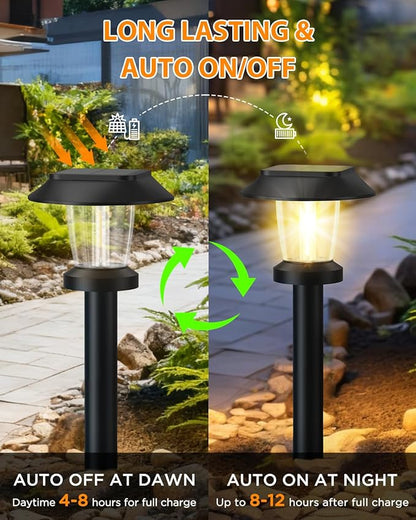 ALEPOD Solar Pathway Lights Outdoor - 12 Pack Solar Powered Garden Lights Waterproof IP65, Decor Landscape Lighting with Three Lighting Modes for Yard, Lawn, Walkway, Driveway, Warm White