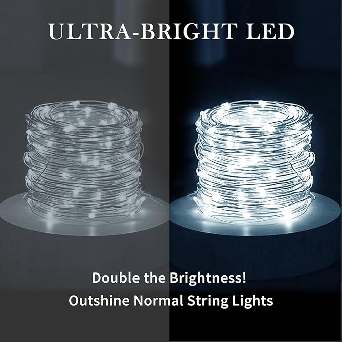 Christmas String Lights, 16ft 50 LED Waterproof Twinkle Lights