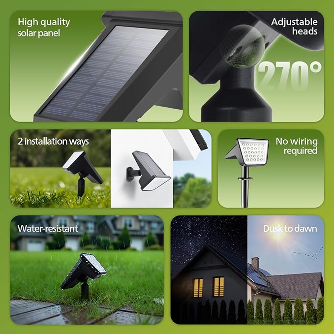 2-Pack Solar Spotlights, 28 LED Wall Lights