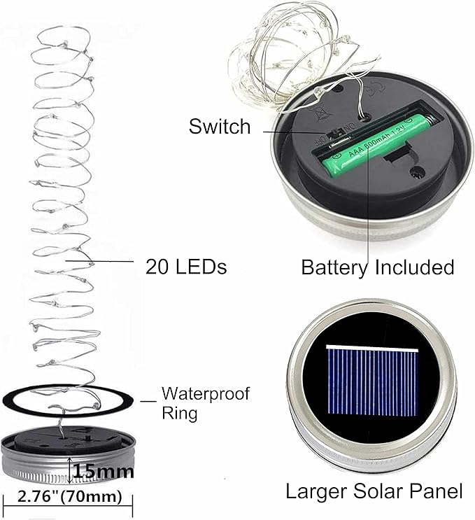 6-Pack Christmas String Lights, 20 LED Waterproof Twinkle Lights