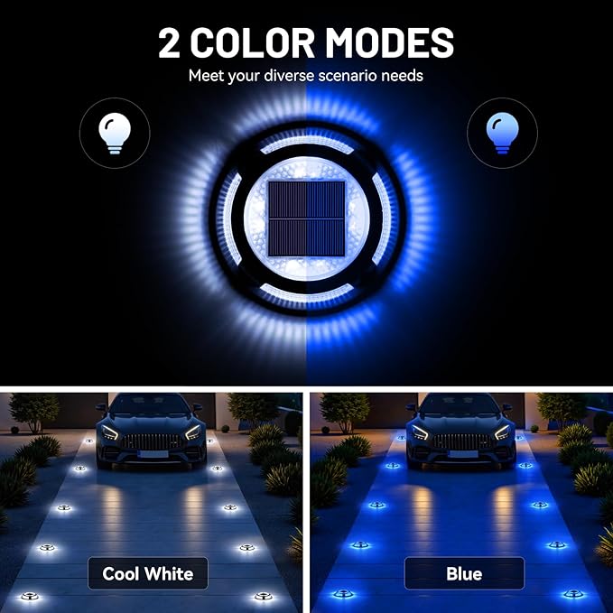 Solar Fence Lights 12-Pack, Waterproof LED