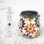 Mosaic Solar Lantern Set, Metal Yard Lighting