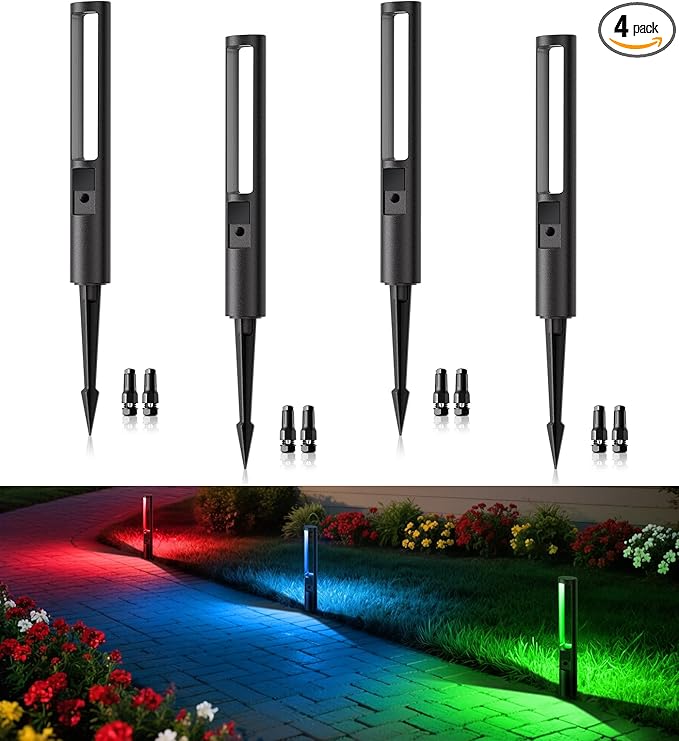 Solar Garden Spotlights 4-Pack, RGB Color-Changing LED