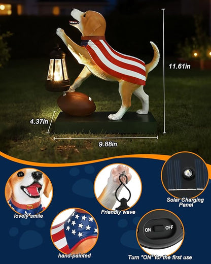 Solar Dog Garden Statue with Lantern - Unique Gifts for Women Mom Grandma, Sculpture Outdoor Decor for Patio, Porch, Yard, Lawn, Balcony