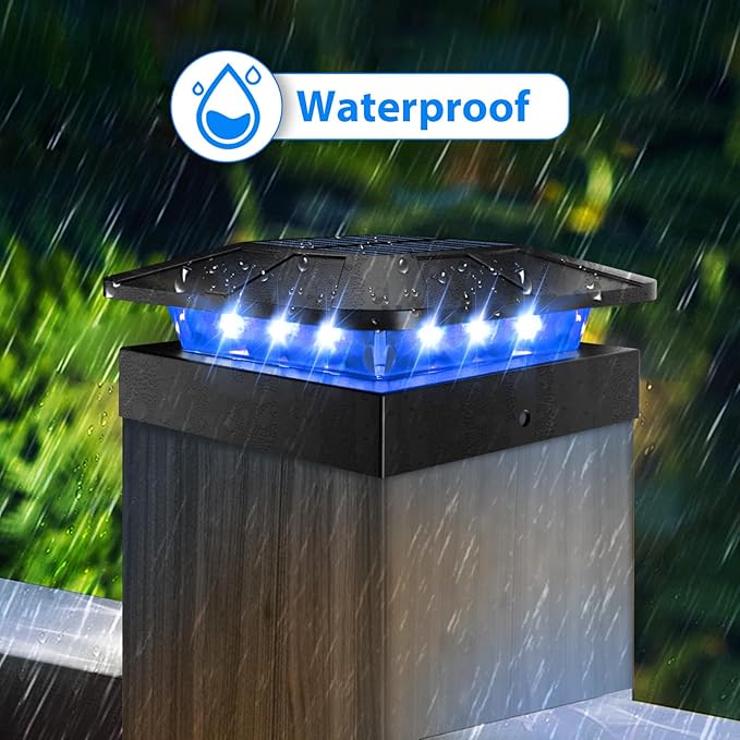 Peasur 4x4 Solar Post Cap Lights Outdoor RGB Color Changing, 12 Pack LED Post Top Light Solar Powered Waterproof, Wood/Vinyl Posts Lighting for Outside Fence Deck Porch Yard Railing Mailbox