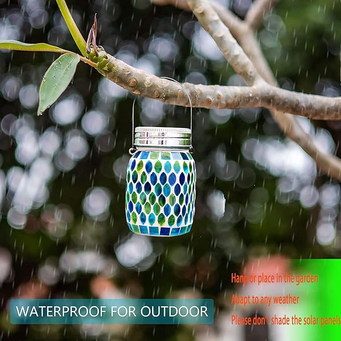 Mosaic Lights Solar Outdoor Hanging Lanterns, Garden Decor Christmas Gifts for Women Mom Grandma Halloween Decor Lights, Outdoor Waterproof Lights, Garden,Patio,Pathway & Yard Décor