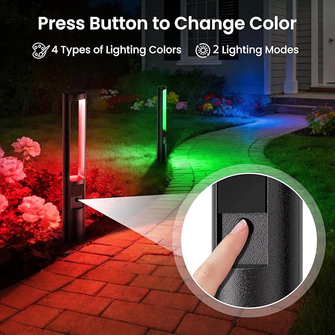 Solar Garden Spotlights 4-Pack, RGB Color-Changing LED