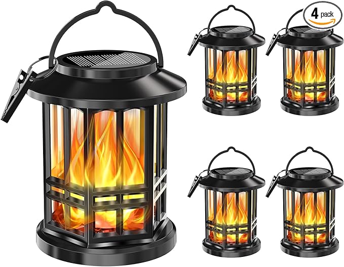 Backyard Solar Hanging Lanterns 4-Pack, Charming Backyard Decor
