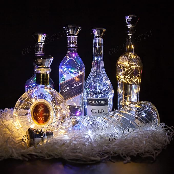 Wine Bottle Cork Fairy Lights 8-Pack, Solar LED