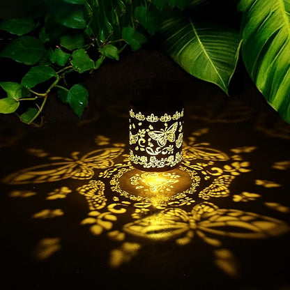 2pack Butterfly Solar Lanterns Outdoor Waterproof Hanging Solar Lights Gifts for Women Men Metal Bird Decorative LED Lanterns for Yard, Patio, Lawn, Tabletop, Garden Decor(Butterfly 2pack)