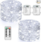 2-Pack 33ft Christmas LED String Lights, Waterproof Timer Lights