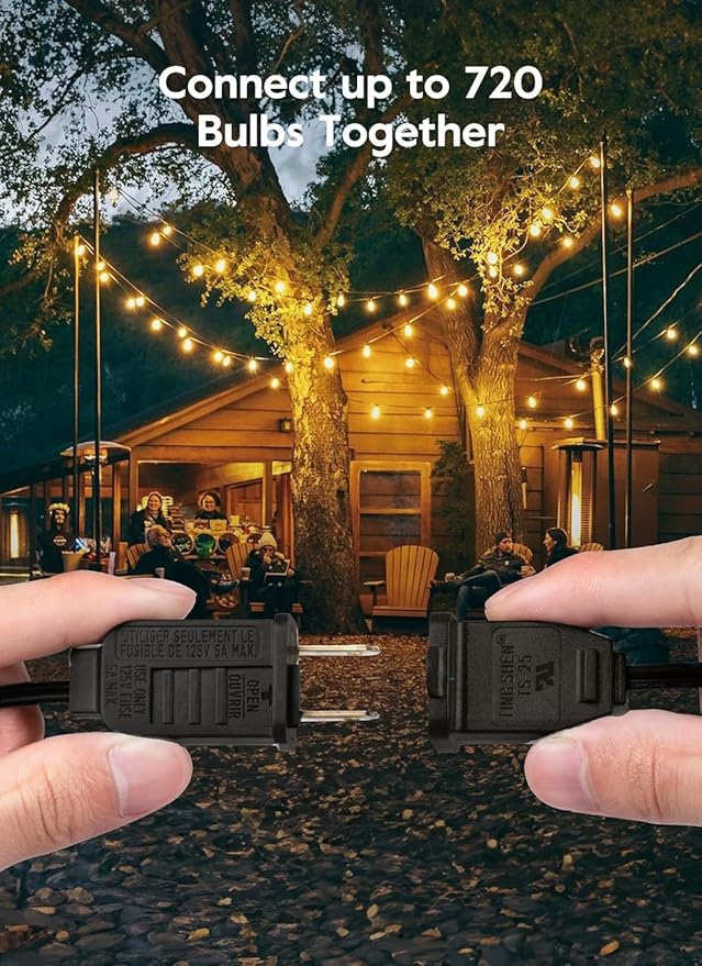 Brightown Outdoor String Lights, 25FT 12+1 G40 Bulbs Shatterproof Patio Lights, IP65 Waterproof Dimmable Hanging Connectable Globe LED Outdoor Lights for Backyard, Bistro, Porch, Deck, Balcony