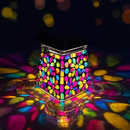 VOREEN Mosaic Glass Solar Lantern & Table Lamp, 600mAh Solar Powered Outdoor Light, Dual Modes Warm White & RGB, Waterproof IP44 Garden Patio Yard Decor, Handmade Gift for Women Mom Friends