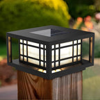 Black Solar Patio Post Lights, Outdoor LED Caps