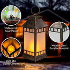 Garden Solar Patio Lanterns, Elegant Waterproof LED