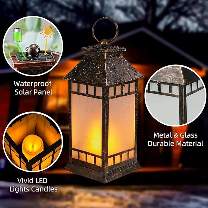 Garden Solar Patio Lanterns, Elegant Waterproof LED
