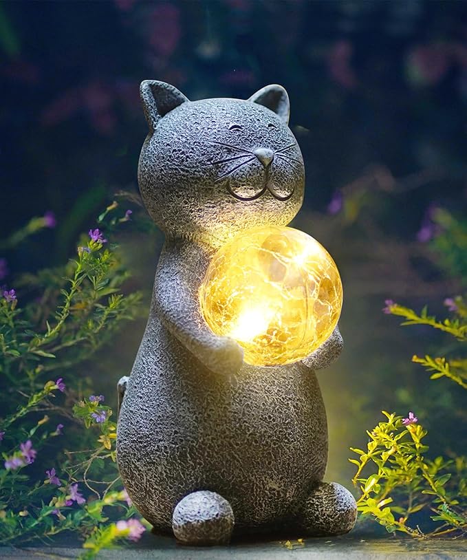 Solar Cat Statue Light, Yard Decor