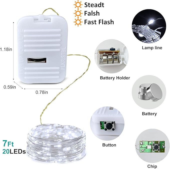 Christmas Yard String Lights 24-Pack, 7ft 20 LED Waterproof