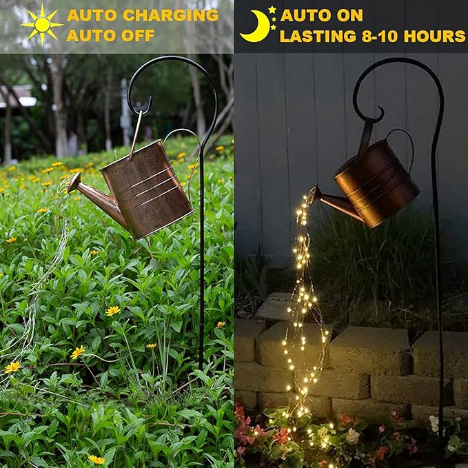 Solar Watering Can Lights Outdoor Garden Decor Metal Kettle Art Decorative Waterproof Hanging Light for Yard Lawn Patio Gardening Decorations