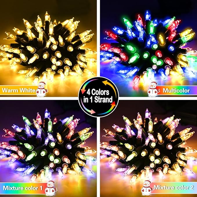 4-Pack 17ft Christmas LED String Lights, Waterproof Timer Lights
