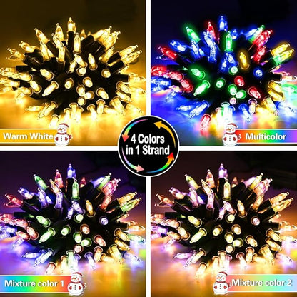 Battery Christmas Lights 2 Pack, 17ft 50 LED Dual Color Changing Mini String Light with 3 Auto-Timer Options and 12 Lighting Modes Waterproof Tree Lights (Warm White & Multicolor, 50 LEDs x 2 Pack)